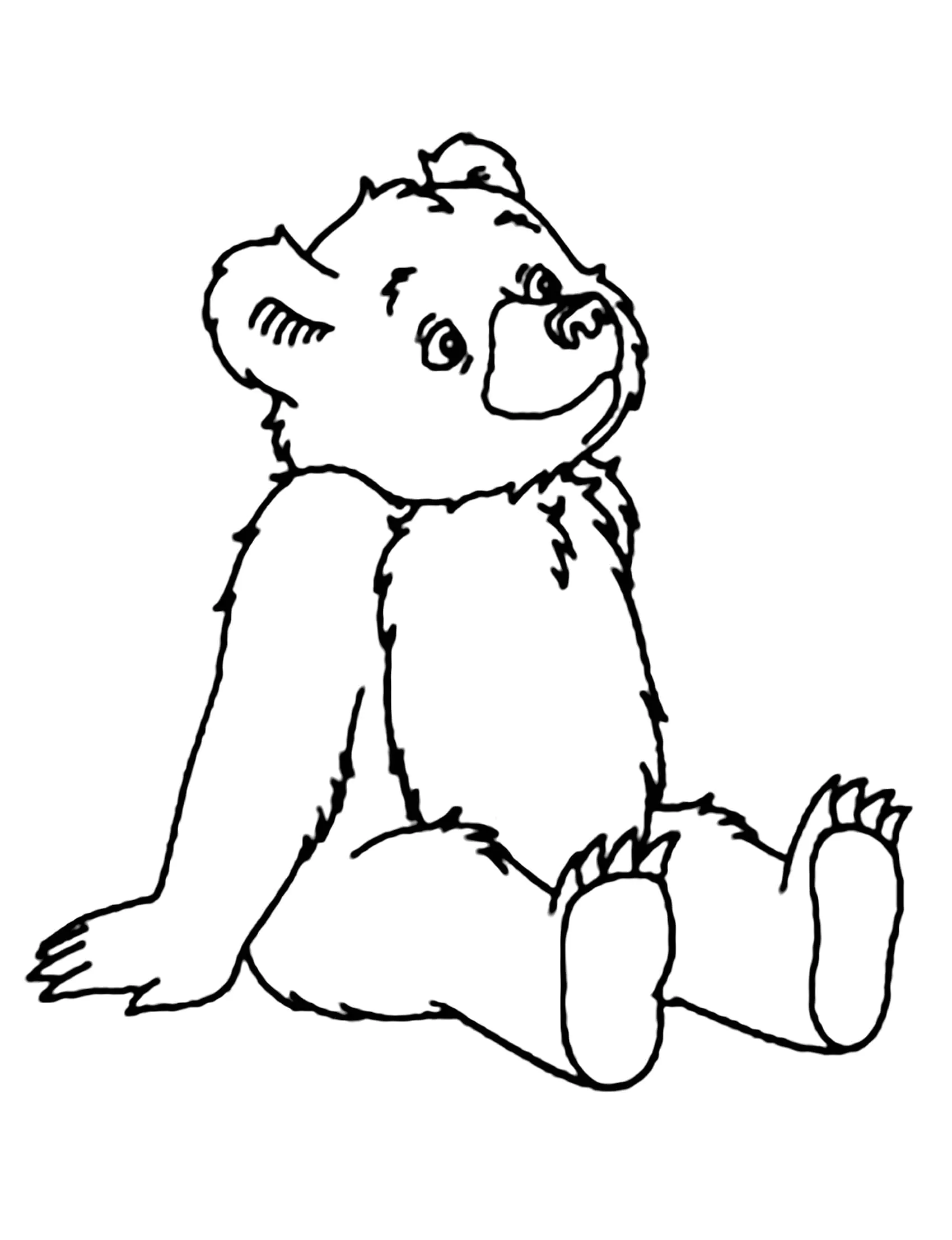 Ours pensif (Coloriage d'Ours et Oursons à imprimer pour enfants)