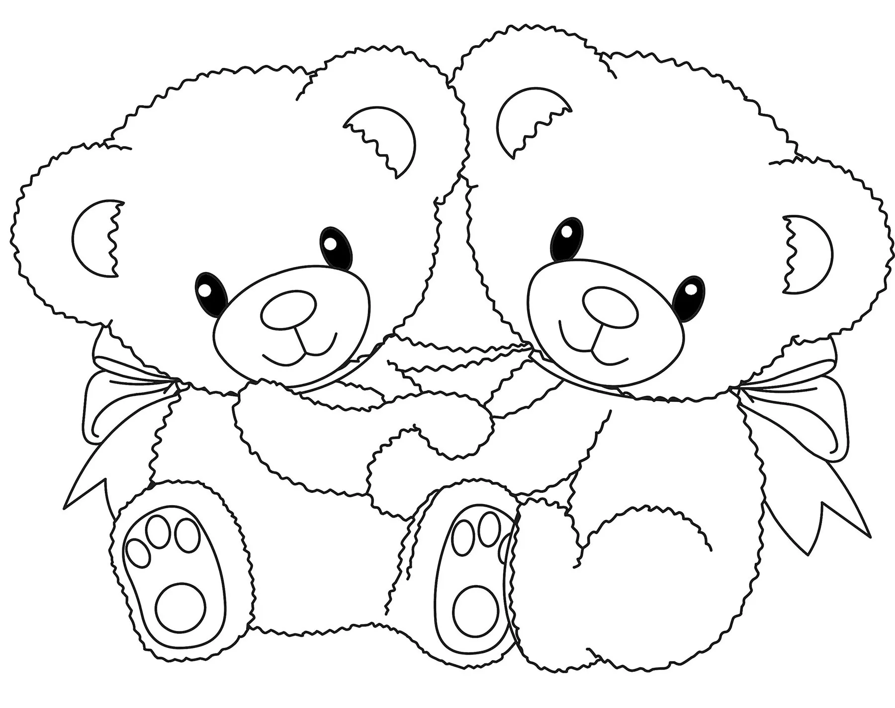 Deux petits oursons (Coloriage d'Ours et Oursons à imprimer pour enfants)