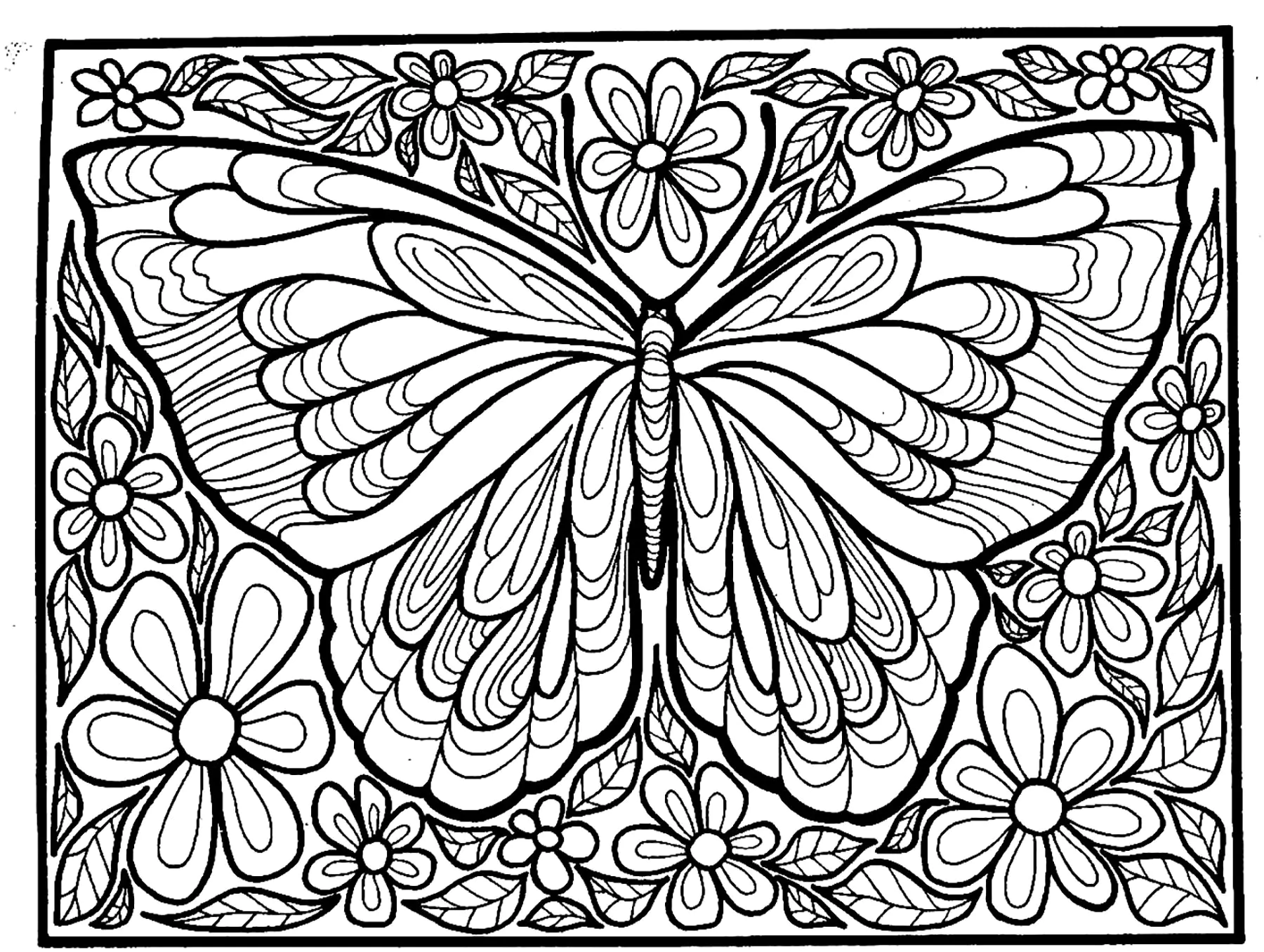 Superbe papillon avec beau fond (Coloriage à imprimer pour enfants)