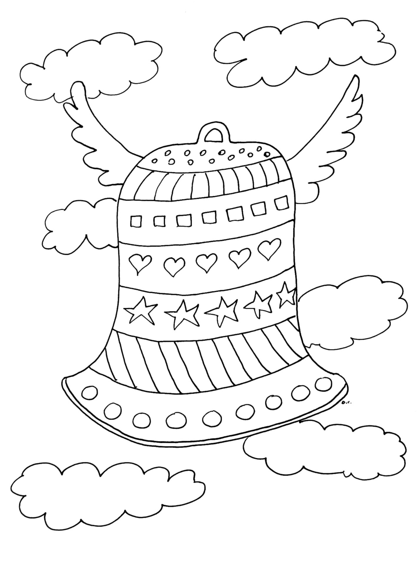 Coloriage d'une cloche de Pâques avec motifs divers pour tout petits