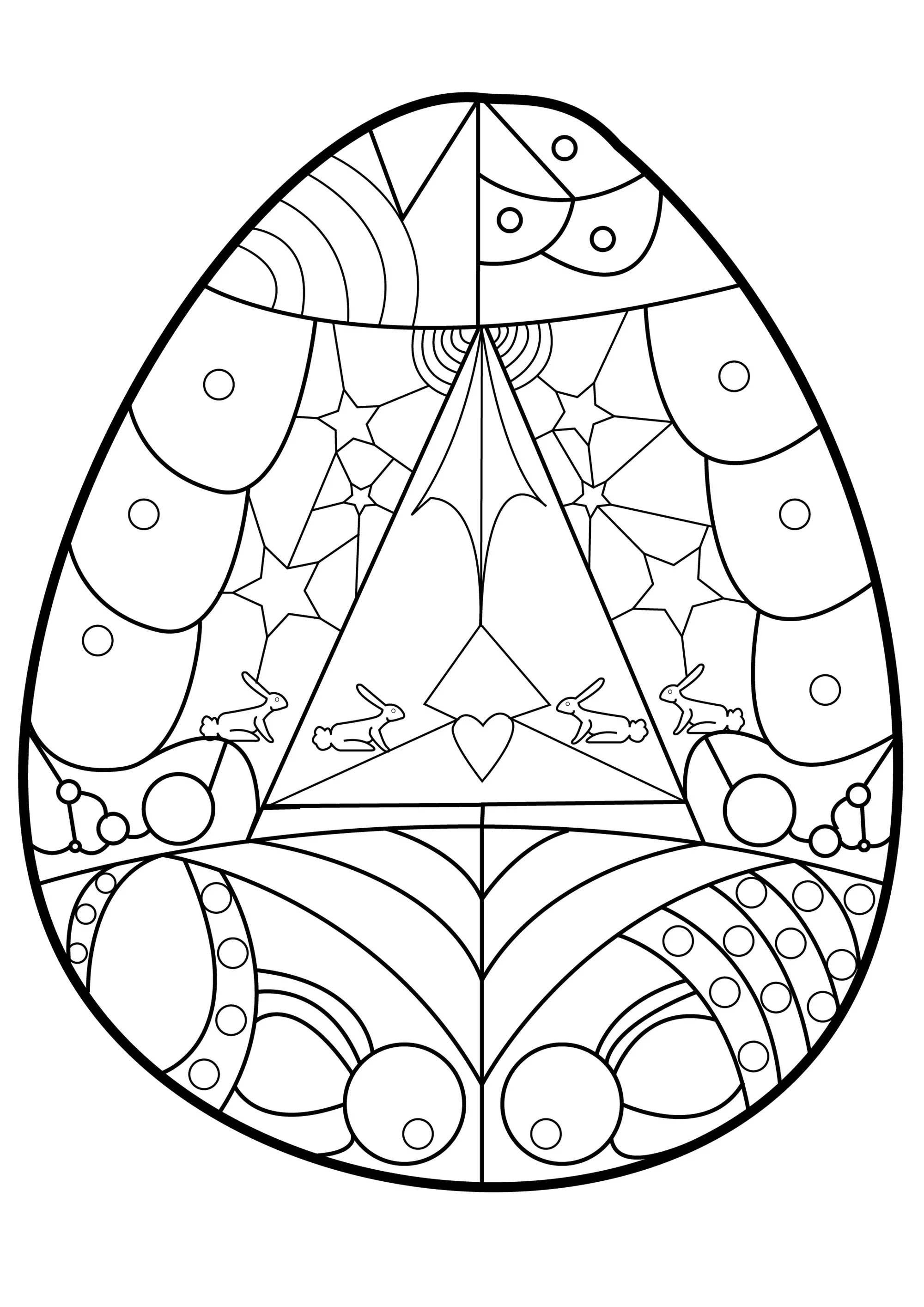 Oeuf de Pâques aux formes géométriques (Coloriage de Pâques (Oeufs de Pâques, Lapins, Cloches…) à imprimer pour enfants)