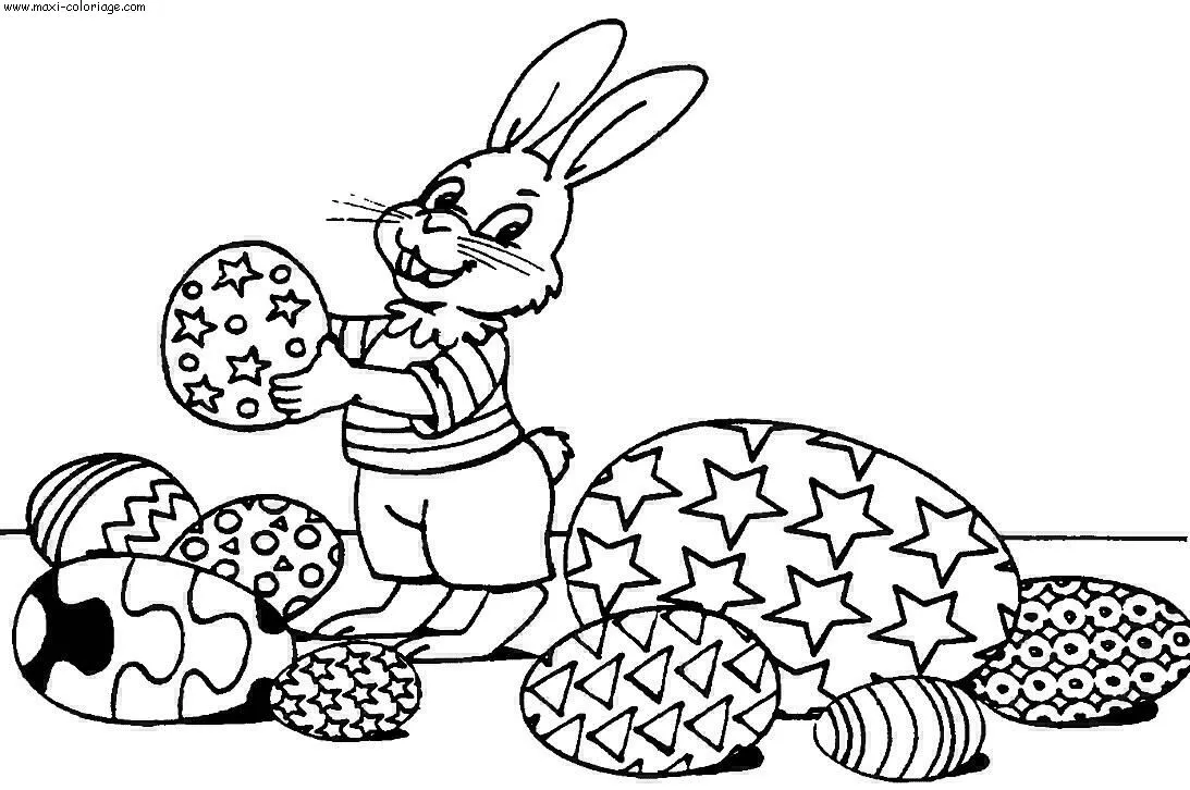 Coloriage de Pâque à imprimer gratuitement (Pâques (Oeufs de Pâques, Lapins, Cloches…))