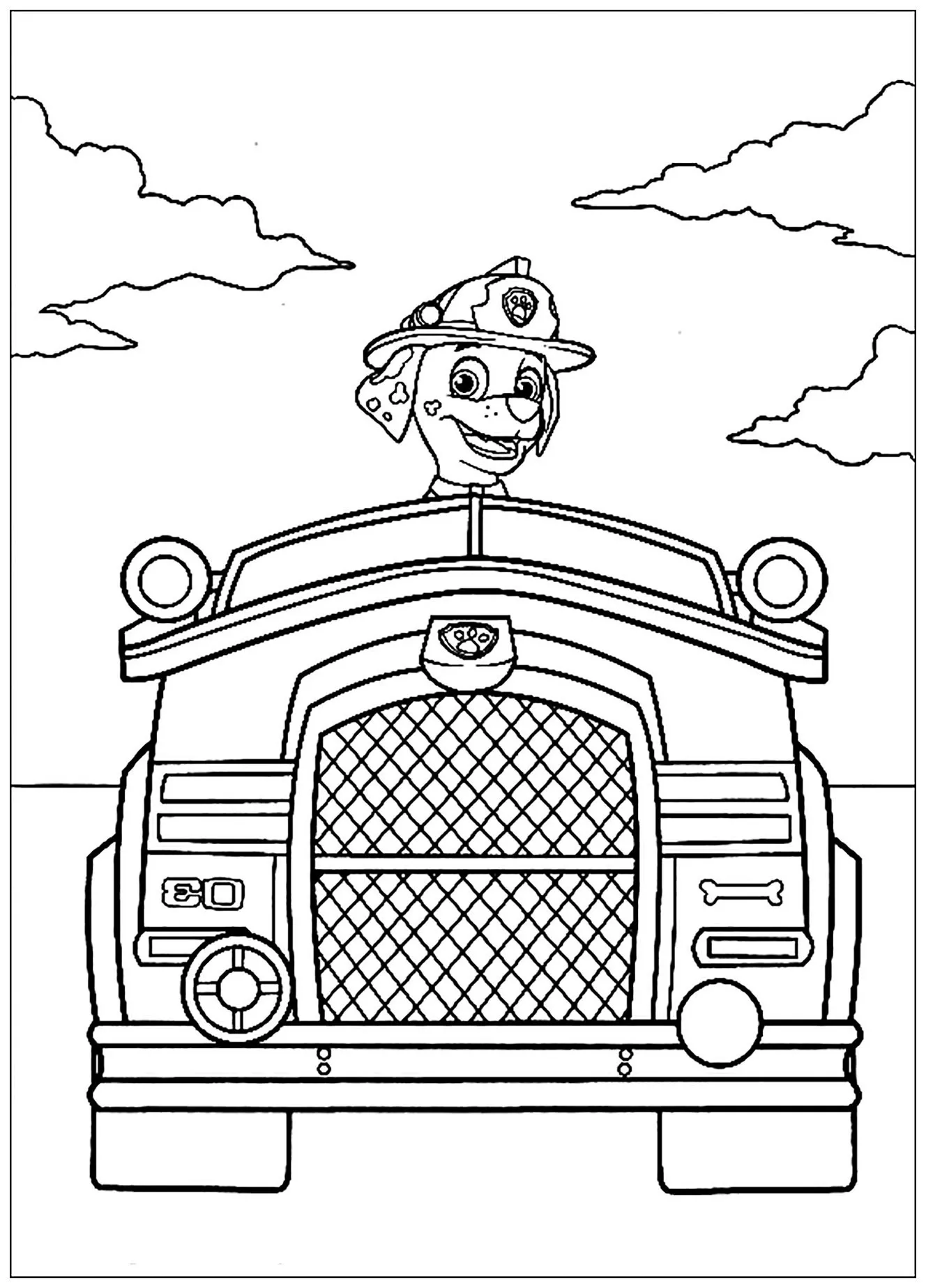 Pat Patrouille : Véhicule (Coloriage de La Pat Patrouille à imprimer pour enfants)