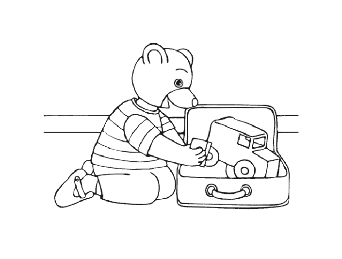 Coloriage de Petit ours brun et sa maman se rendant à l'école