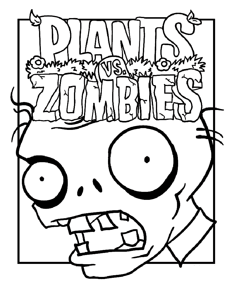 Coloriage de Plants vs Zombie facile pour enfants