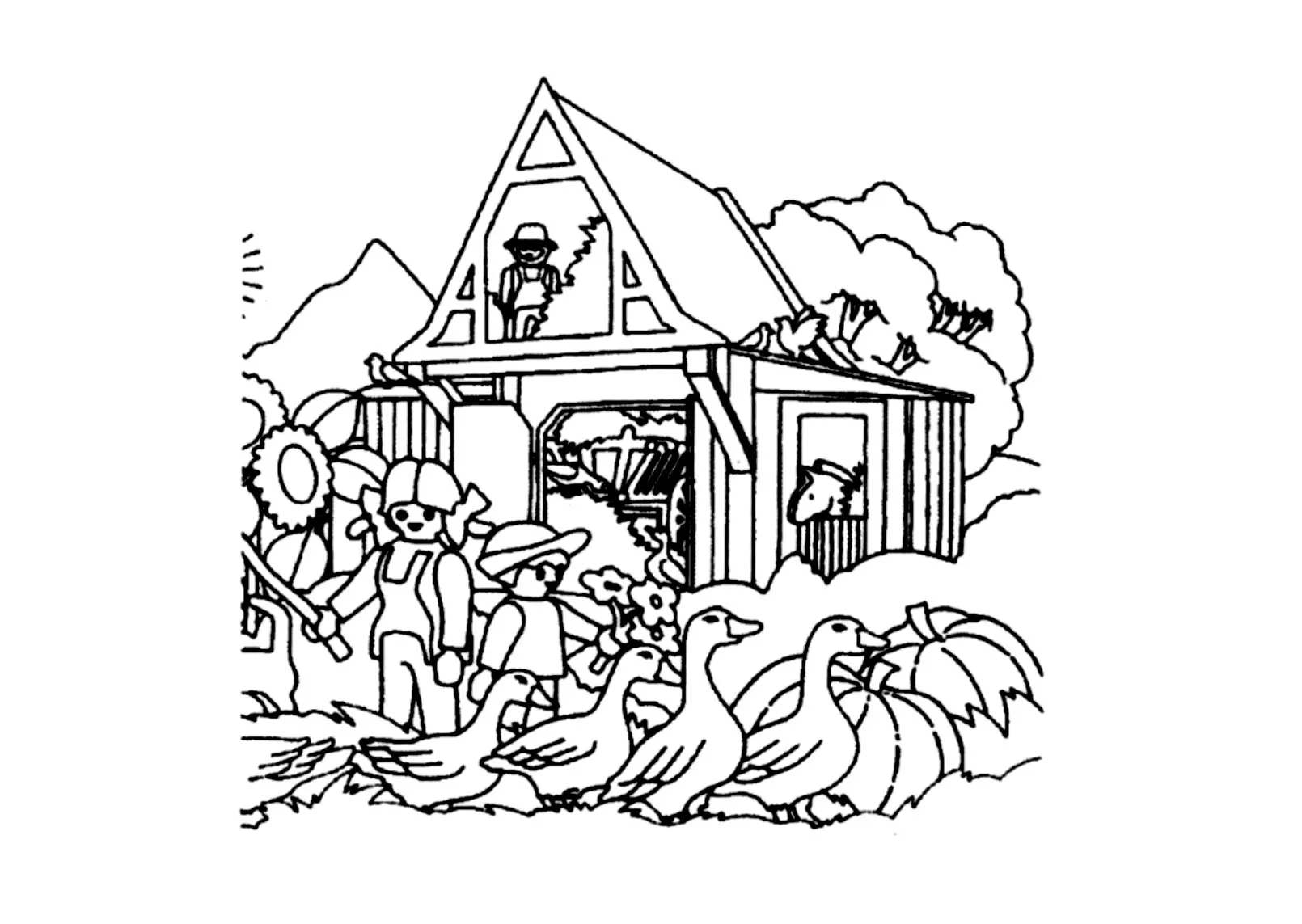 Playmobil ferme (Coloriage à imprimer pour enfants)