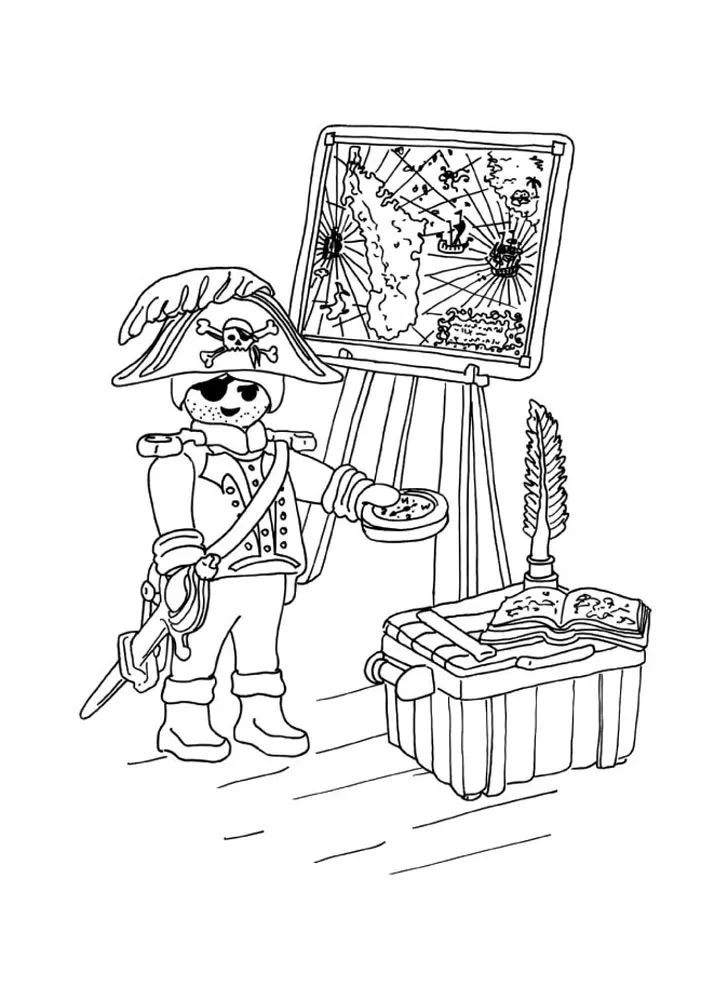 Playmobil pirate tresor (Coloriage à imprimer pour enfants)