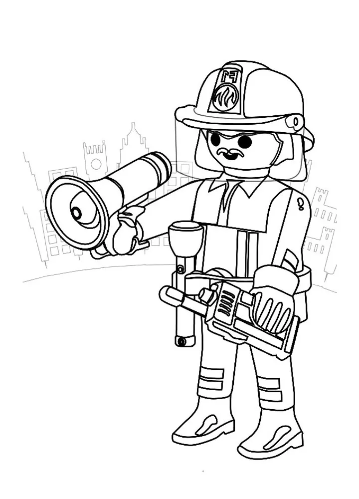 Playmobil pompier casque (Coloriage à imprimer pour enfants)