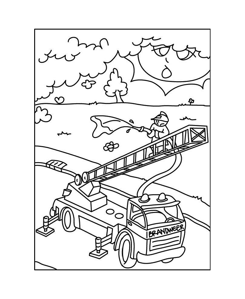 Coloriage Playmobil : camion des pompiers