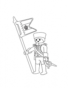 Coloriage playmobil soldat drapeaux