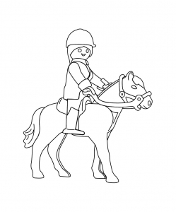 Coloriage playmobil sur un cheval
