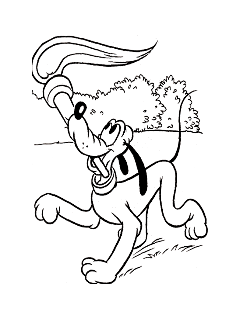 Coloriage de Pluto avec une torche olympique