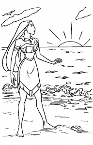 Coloriage de Pocahontas gratuit à colorier