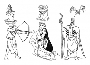 Coloriage de Pocahontas à colorier pour enfants