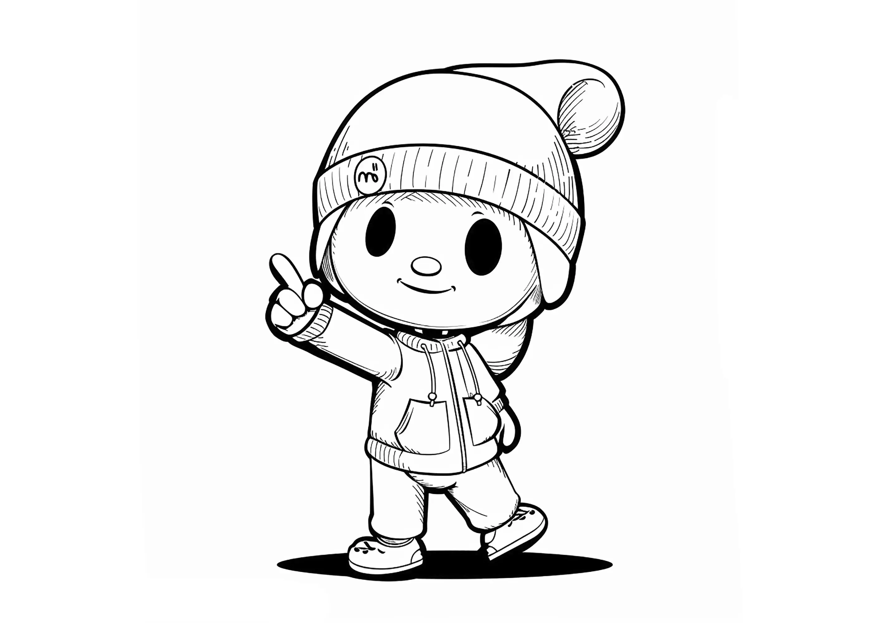 Pocoyo avec un bonnet (Coloriage à imprimer pour enfants)