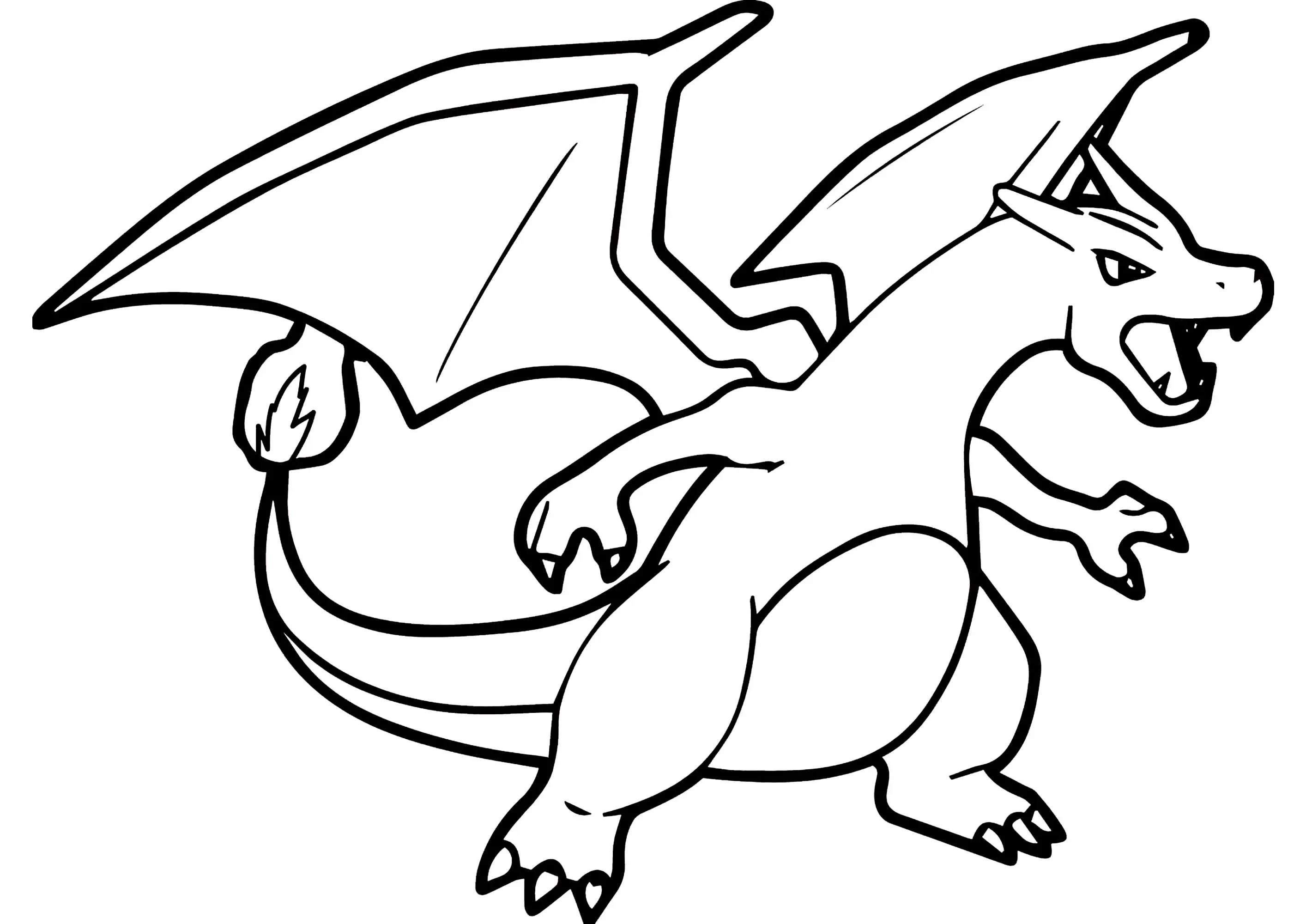 Dracaufeu le dragon (Coloriage de Pokemon à imprimer pour enfants)