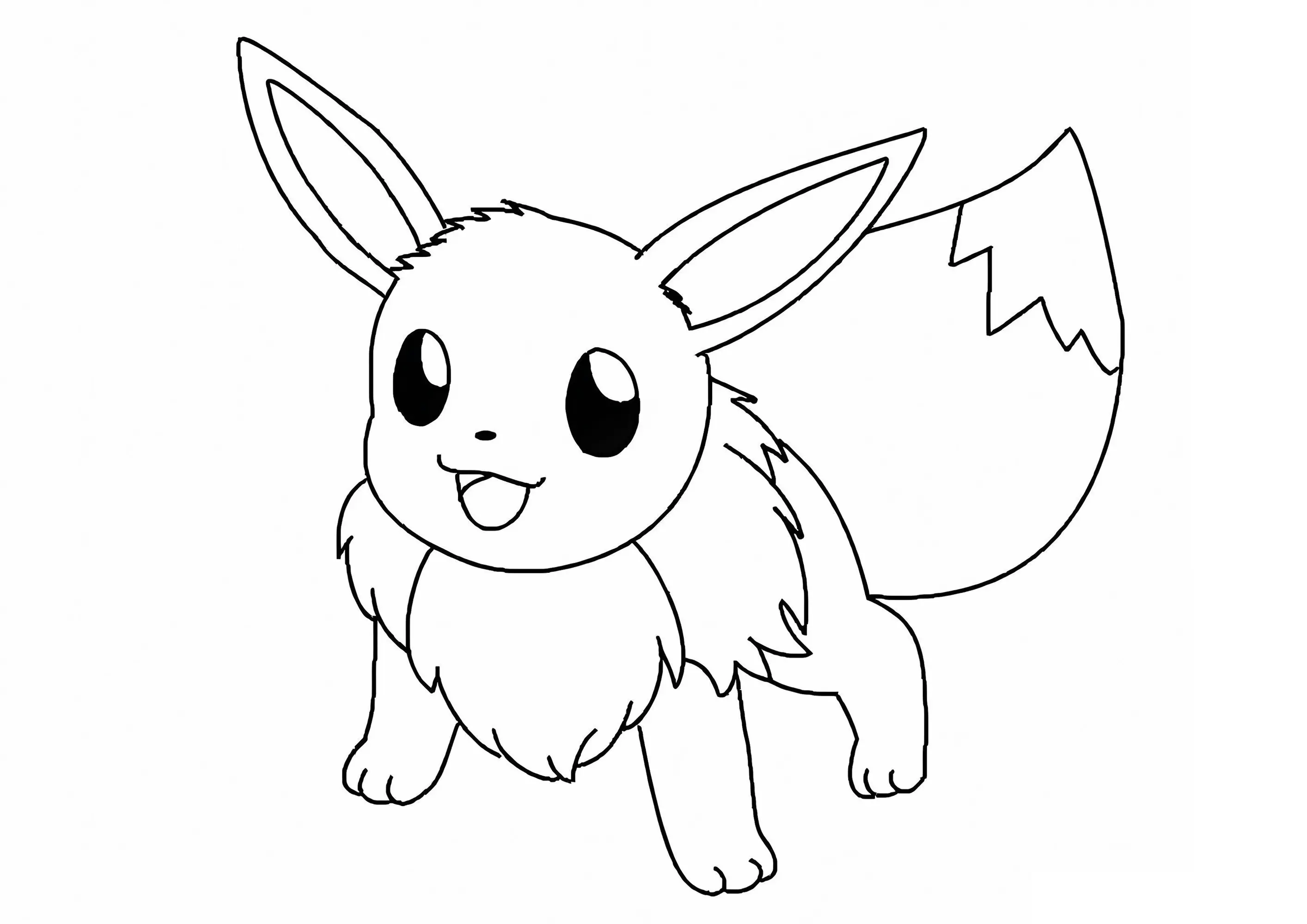 Evoli : Coloriage facile (Tous les Coloriages Pokemon)