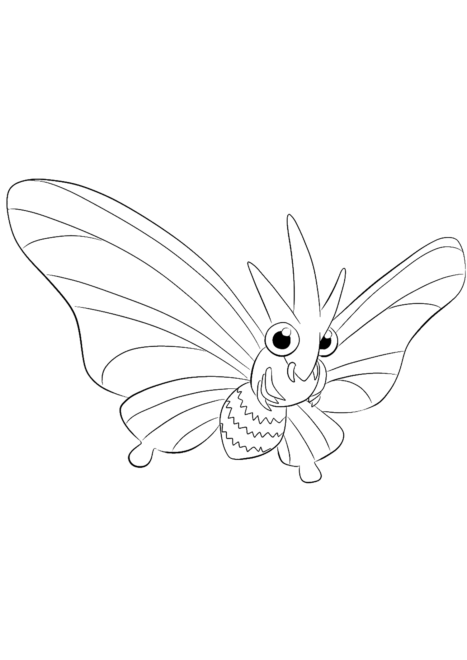 Aéromite (No.49). Coloriage de Aéromite (Venomoth), Pokémon de Génération I, de type : Insecte et PoisonOriginal image credit: Pokemon linearts by Lilly Gerbil'font-size:smaller;color:gray'>Permission: All rights reserved © Pokemon company and Ken Sugimori.