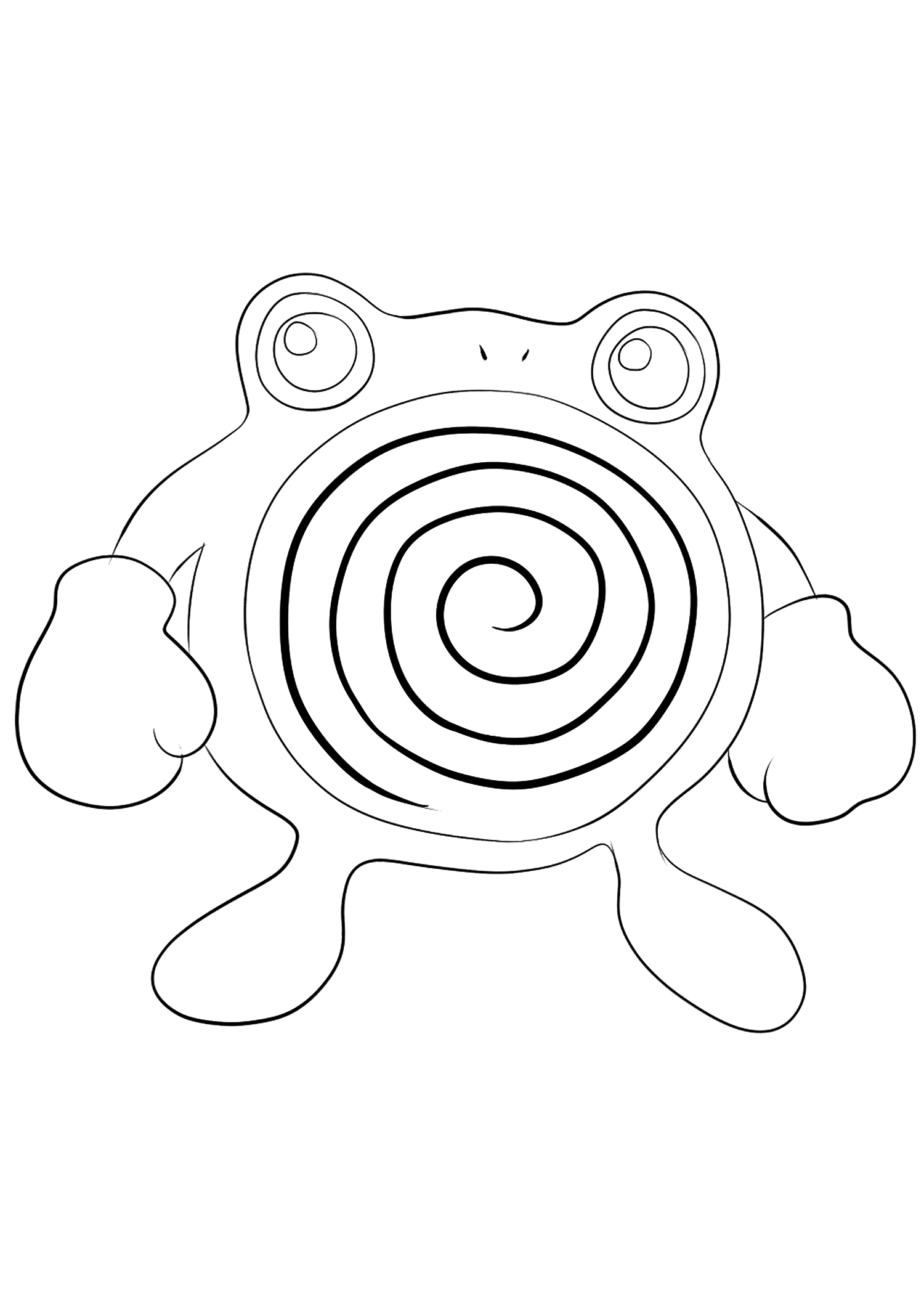 Têtarte (No.61). Coloriage de Têtarte (Poliwhirl), Pokémon de Génération I, de type : EauOriginal image credit: Pokemon linearts by Lilly Gerbil on Deviantart.Permission:  All rights reserved © Pokemon company and Ken Sugimori.