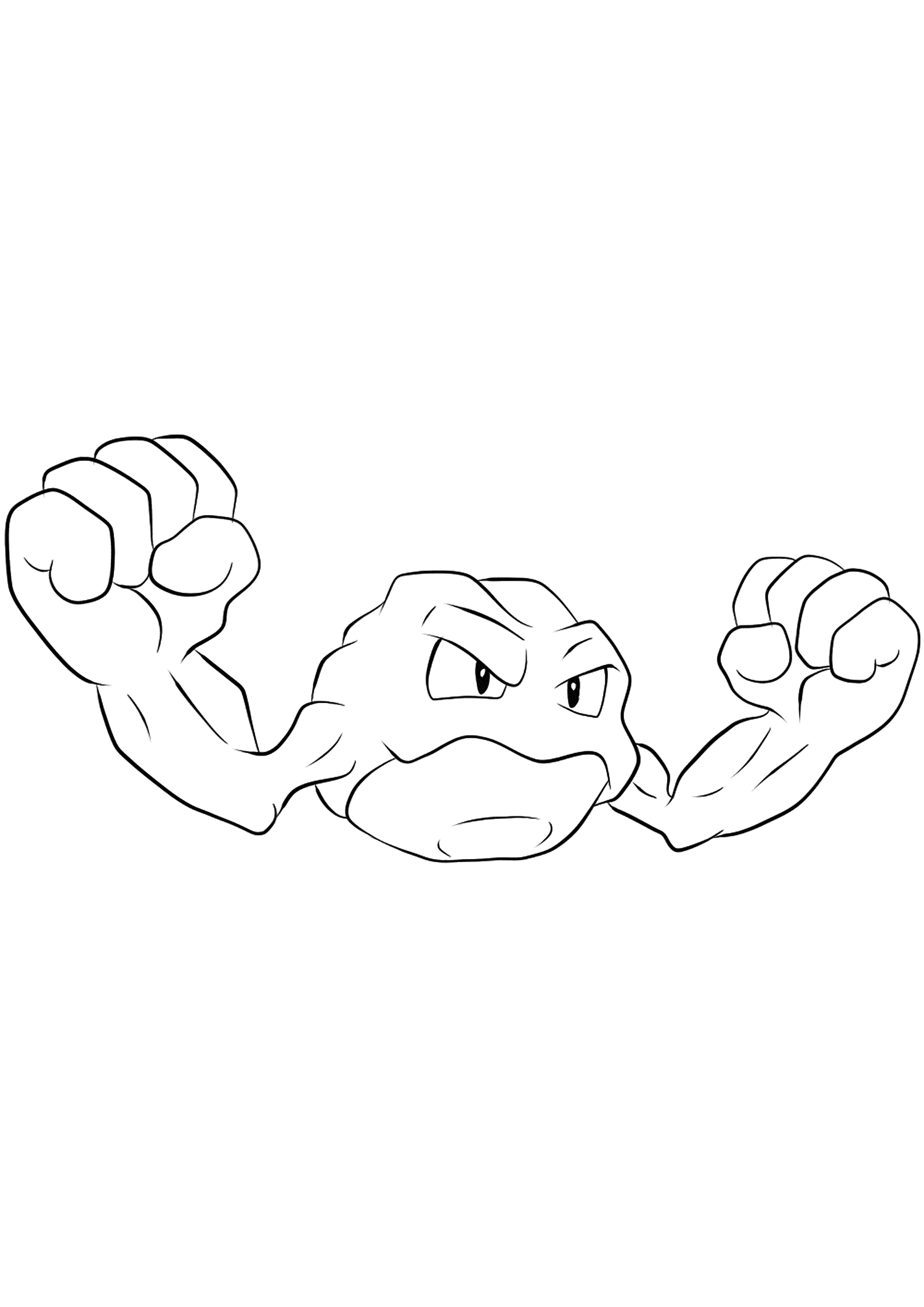 Racaillou (No.74). Coloriage de Racaillou (Geodude), Pokémon de Génération I, de type : Roche et ElectrikOriginal image credit: Pokemon linearts by Lilly Gerbil on Deviantart.Permission:  All rights reserved © Pokemon company and Ken Sugimori.