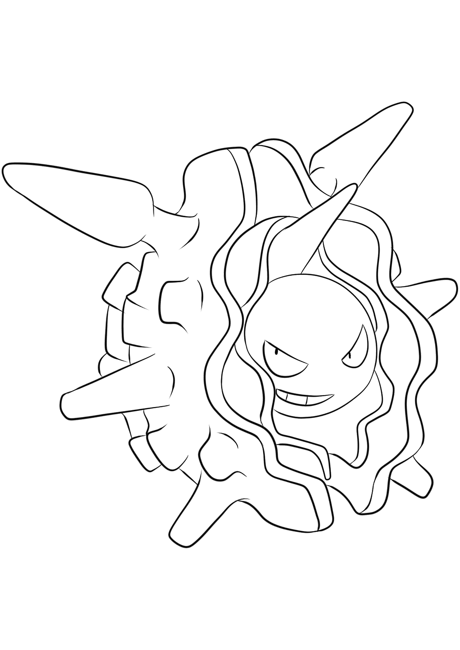 Crustabri (No.91). Coloriage de Crustabri (Cloyster), Pokémon de Génération I, de type : Eau et GlaceOriginal image credit: Pokemon linearts by Lilly Gerbil on Deviantart.Permission:  All rights reserved © Pokemon company and Ken Sugimori.