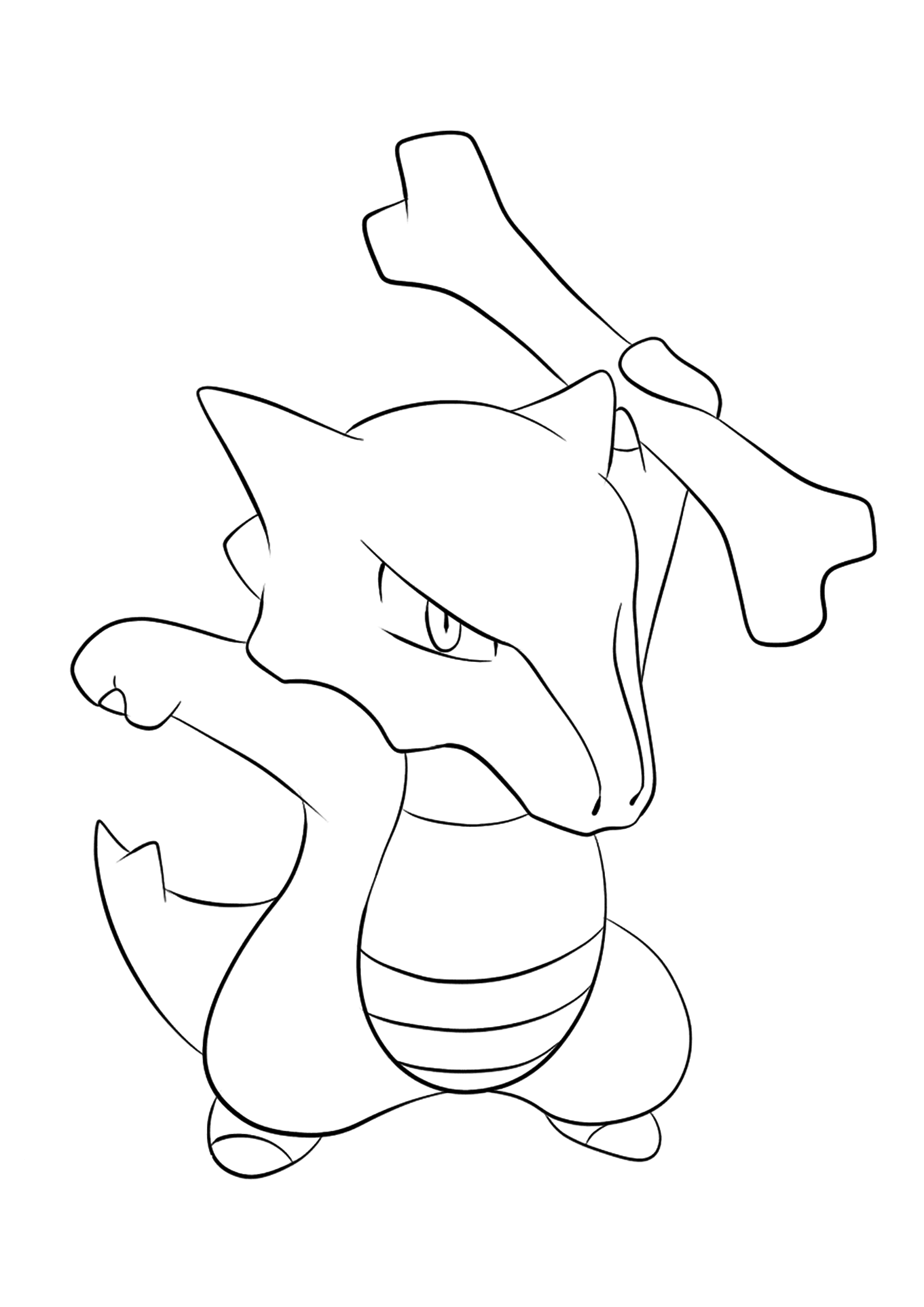 Ossatueur (No.105). Coloriage de Ossatueur (Marowak), Pokémon de Génération I, de type : Feu et SpectreOriginal image credit: Pokemon linearts by Lilly Gerbil on Deviantart.Permission:  All rights reserved © Pokemon company and Ken Sugimori.