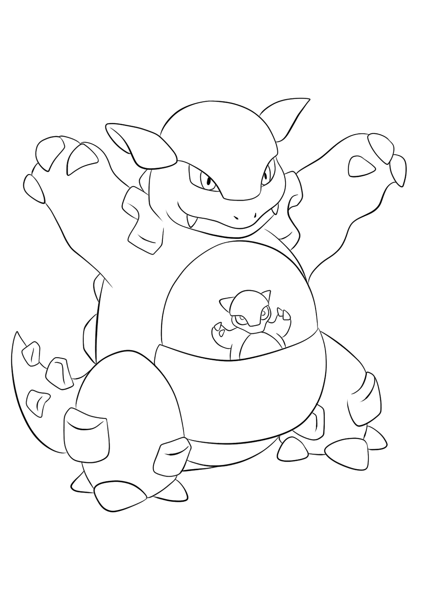 Kangourex (No.115). Coloriage de Kangourex (Kangaskhan), Pokémon de Génération I, de type : NormalOriginal image credit: Pokemon linearts by Lilly Gerbil on Deviantart.Permission:  All rights reserved © Pokemon company and Ken Sugimori.