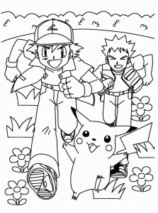 Coloriage pokemon sacha court