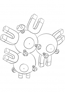 <b>Magnéton</b> (No.82) : Pokémon de génération I (Coloriage)