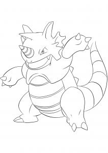 <b>Rhinoféros</b> (No.112) : Pokémon de génération I (Coloriage)