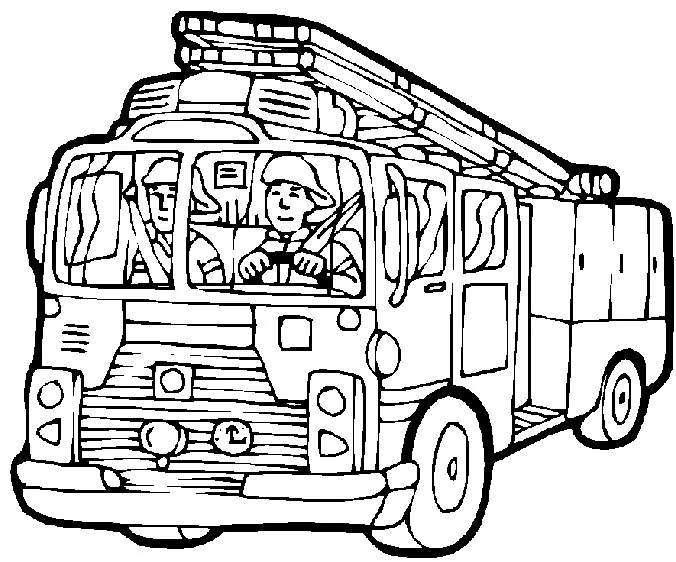 Camion grande echelle (Coloriage de Pompiers à imprimer pour enfants)