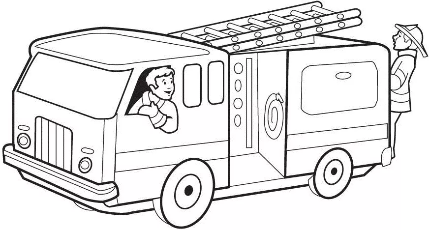 Camionnette pompiers (Coloriage à imprimer pour enfants)