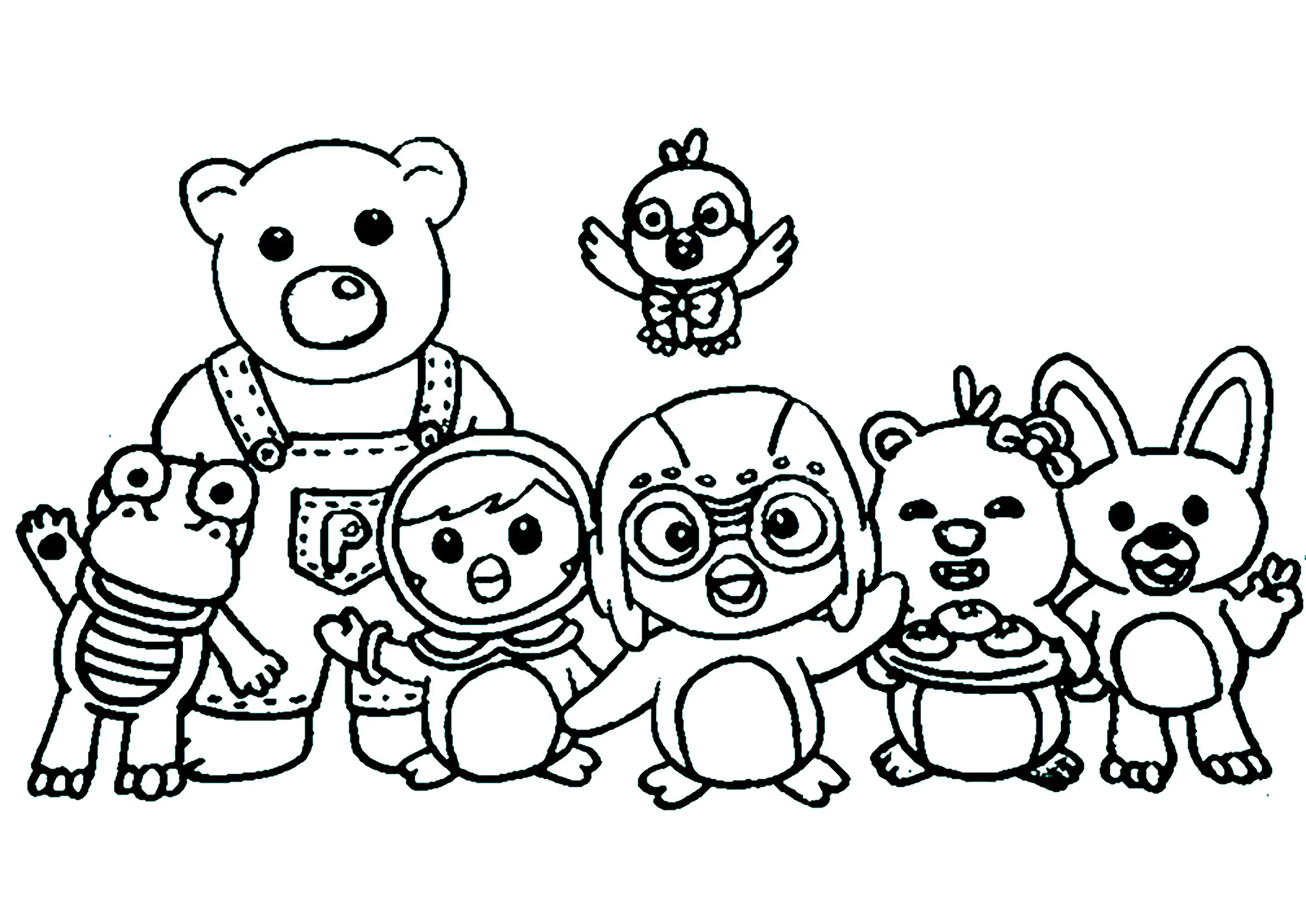 Les héros de Pororo (Coloriage à imprimer pour enfants)
