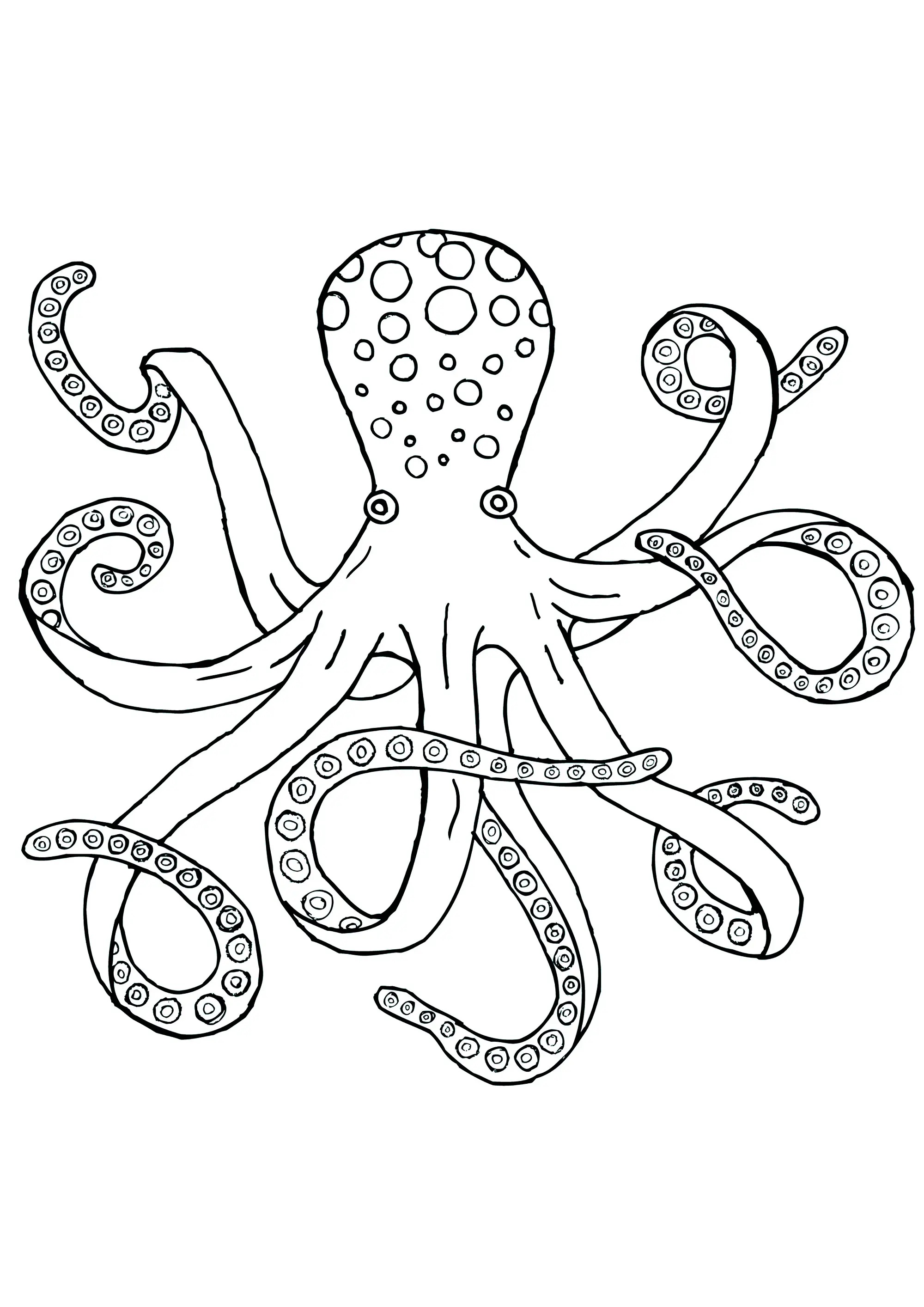 Jolie pieuvre des fonds marins (Coloriage à imprimer pour enfants)