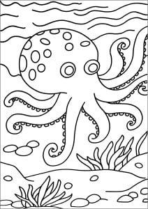 Coloriage simple pieuvre