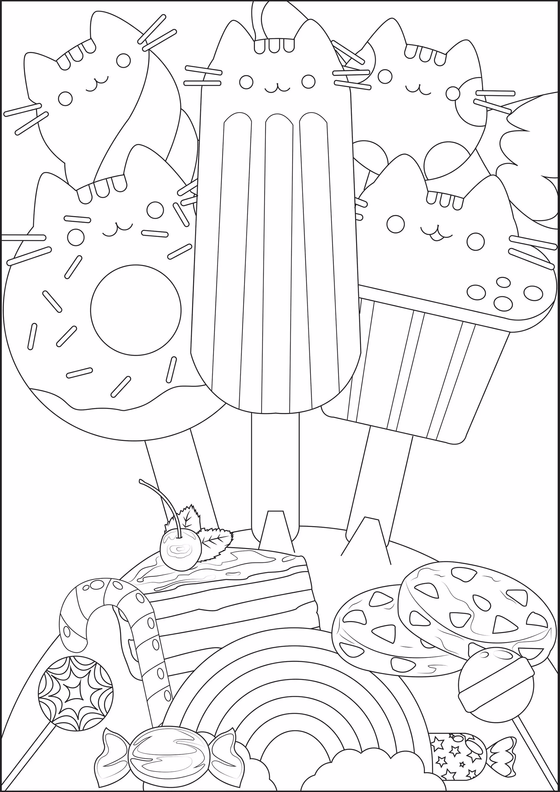 Glaces Pusheen (Coloriage à imprimer pour enfants)