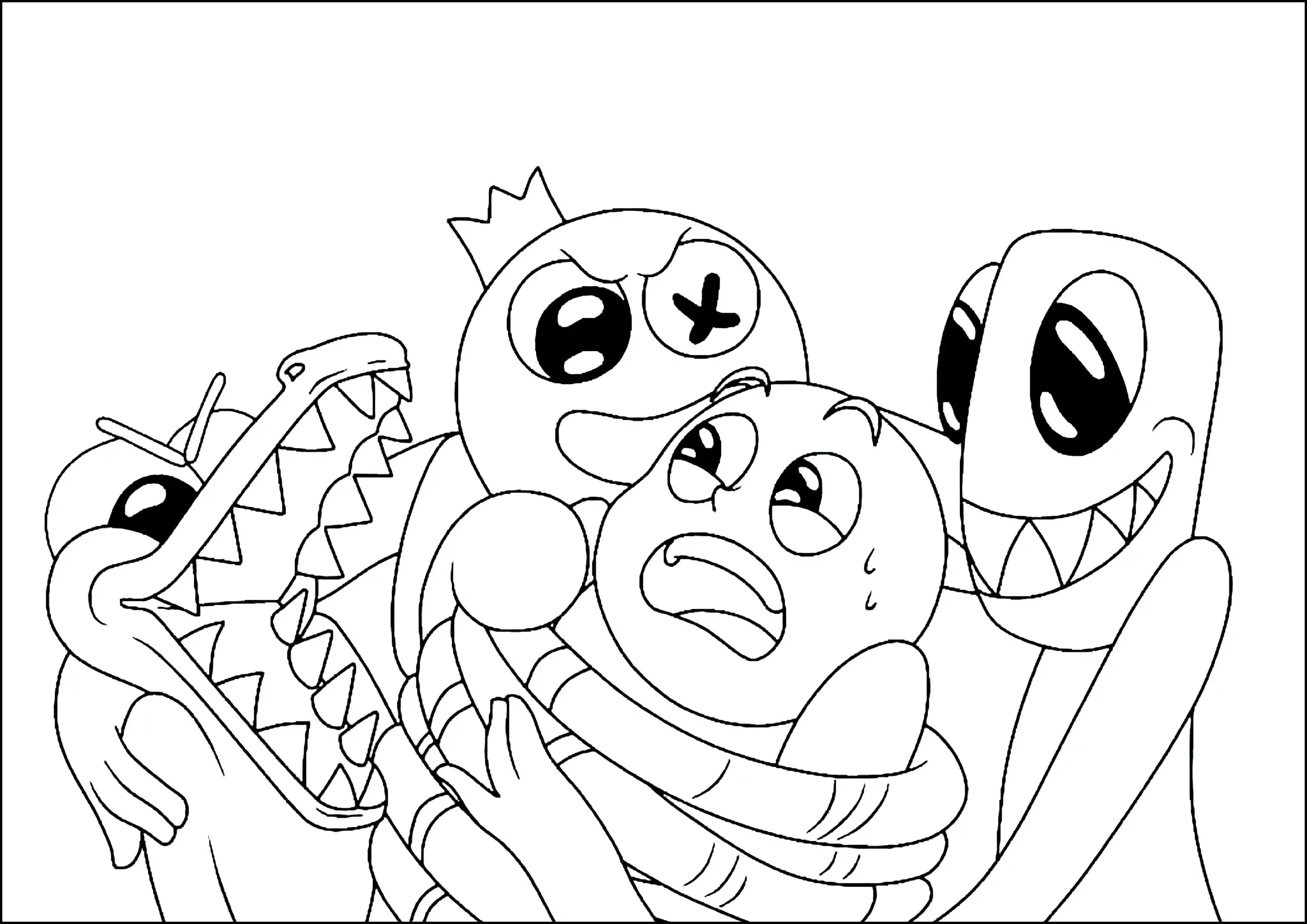 Drôles de personnages Rainbow Friends à colorier