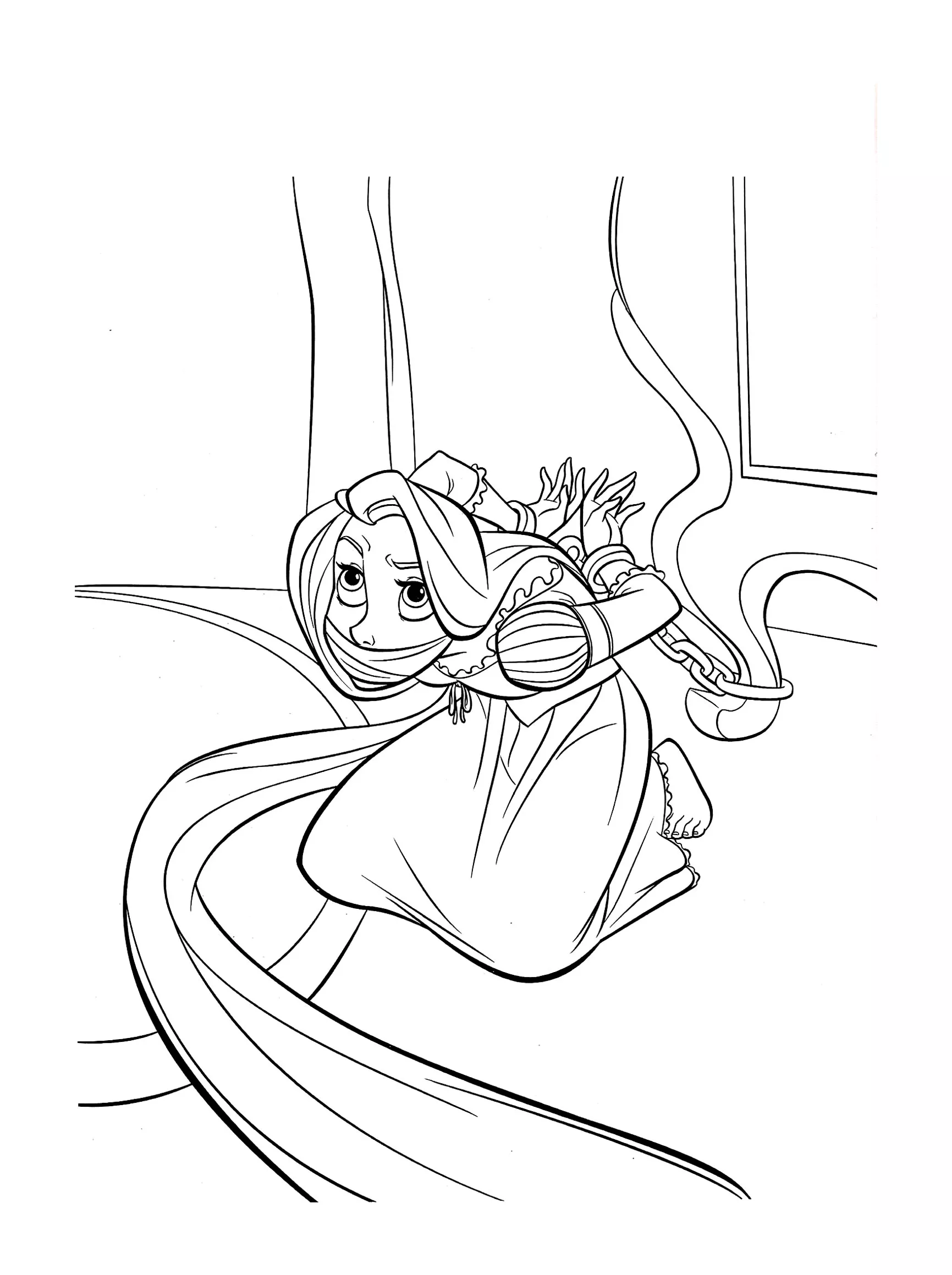 Raiponce baillonee (Coloriage à imprimer pour enfants)