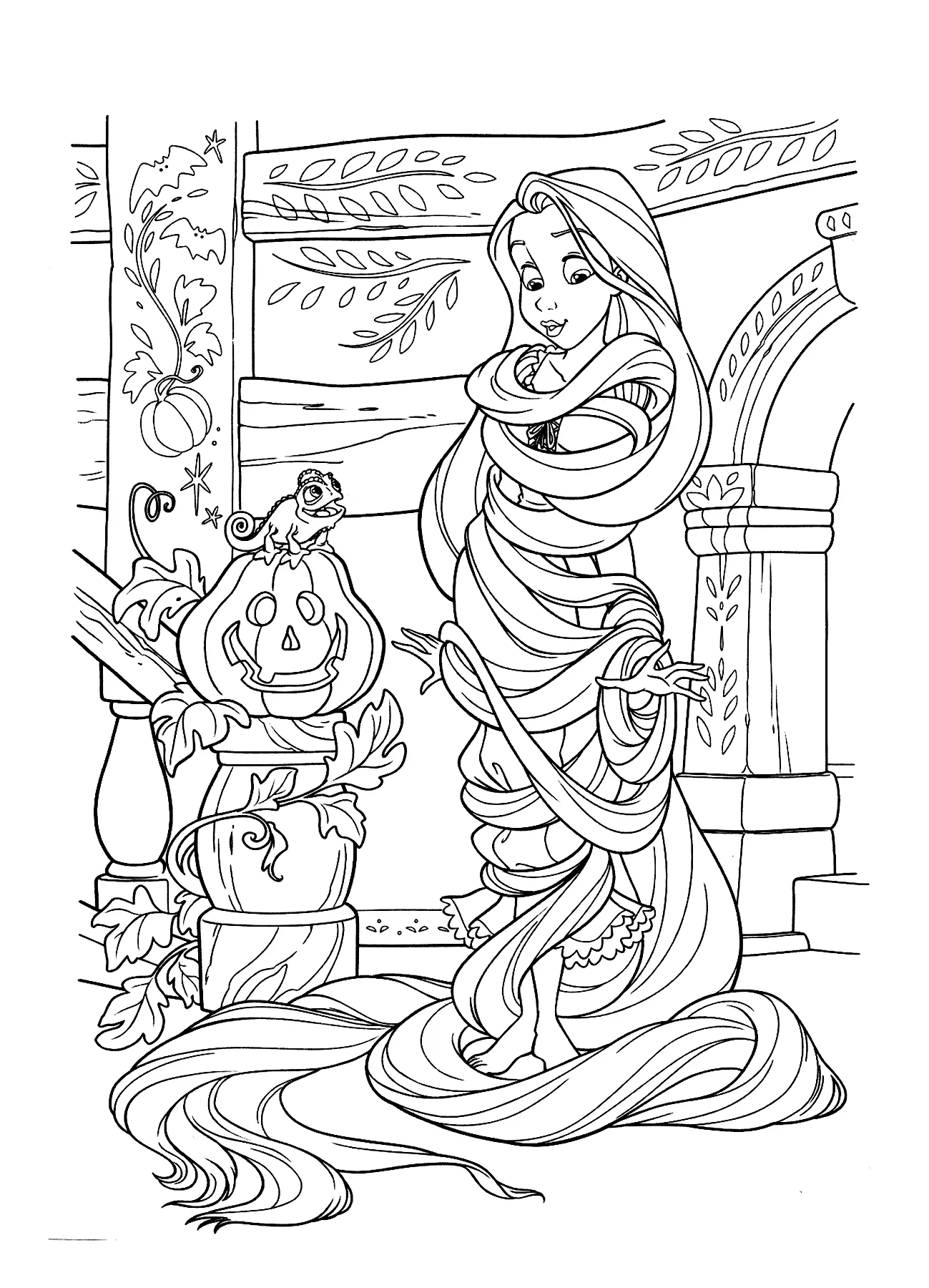 Raiponce halloween (Coloriage à imprimer pour enfants)
