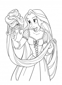 Coloriage raiponce cheveux pascal