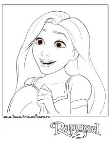 Coloriage de Raiponce avec son ami le caméléon