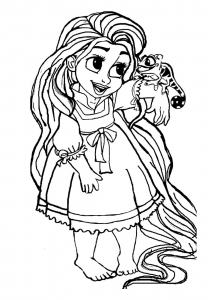 Coloriage raiponce petite pascal