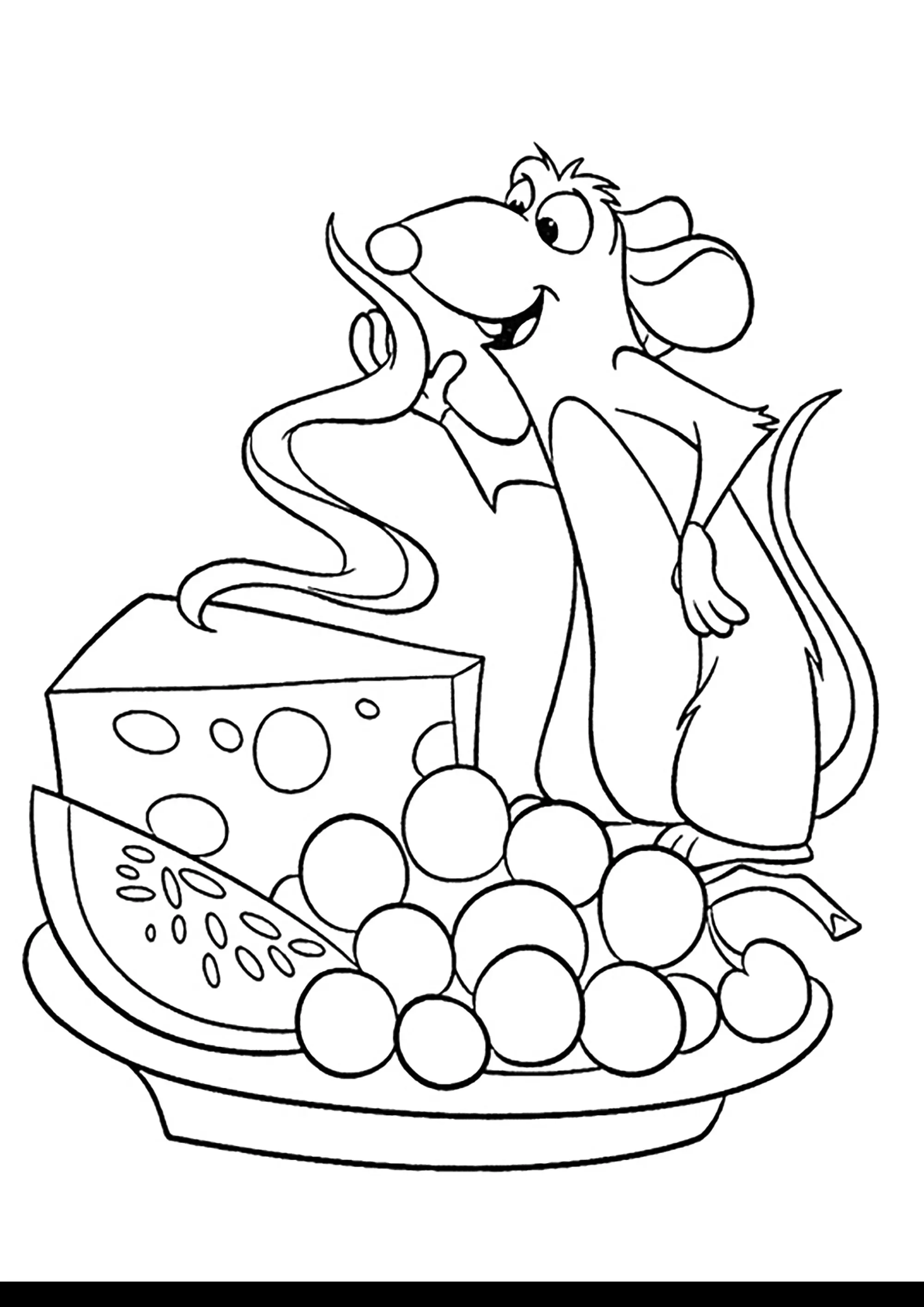 Ratatouille avec fromage et fruits (Coloriage à imprimer pour enfants)
