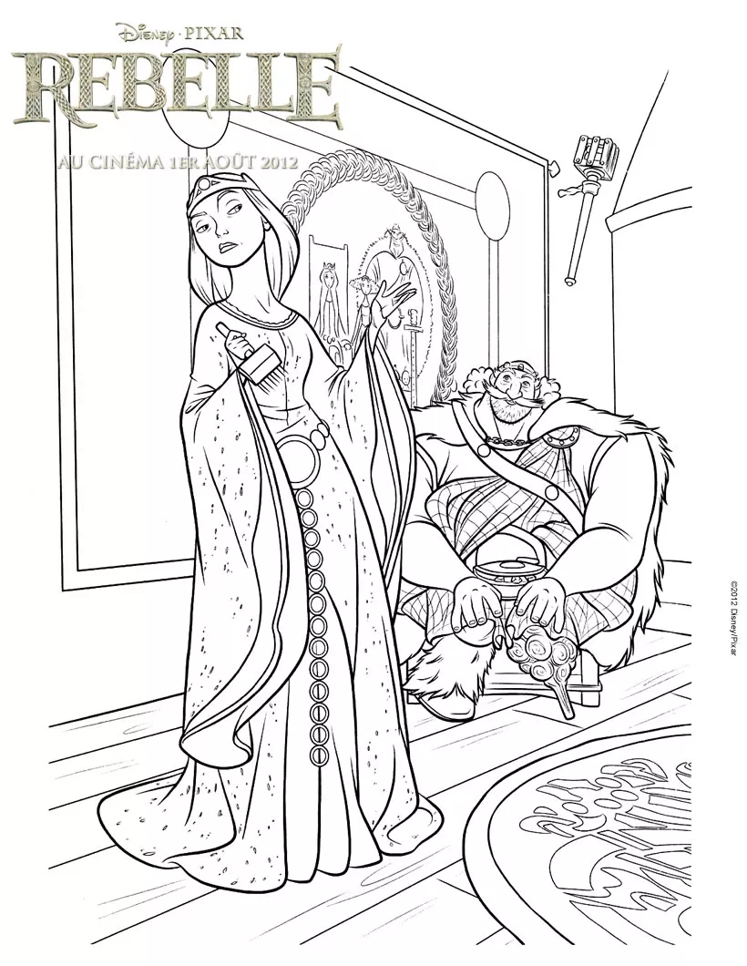Le Papa de Mérida (Coloriage de Rebelle (Brave) à imprimer pour enfants)