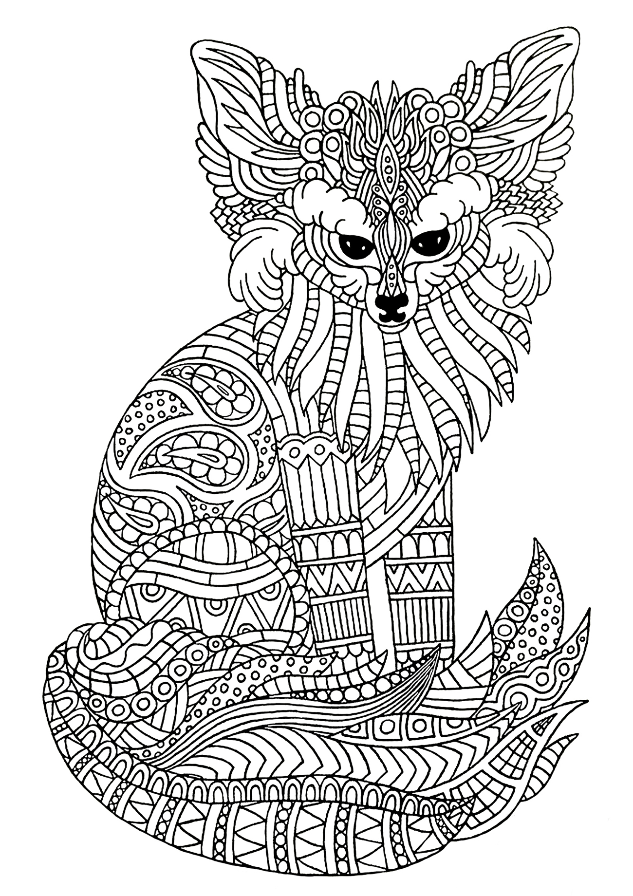 Joli fennec (renard des sables) à colorier, avec motifs complexes