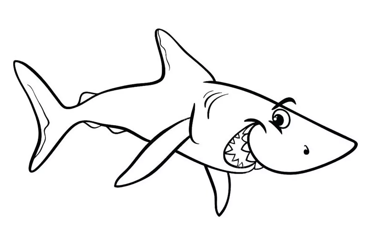 Requin malicieux (Coloriage à imprimer pour enfants)