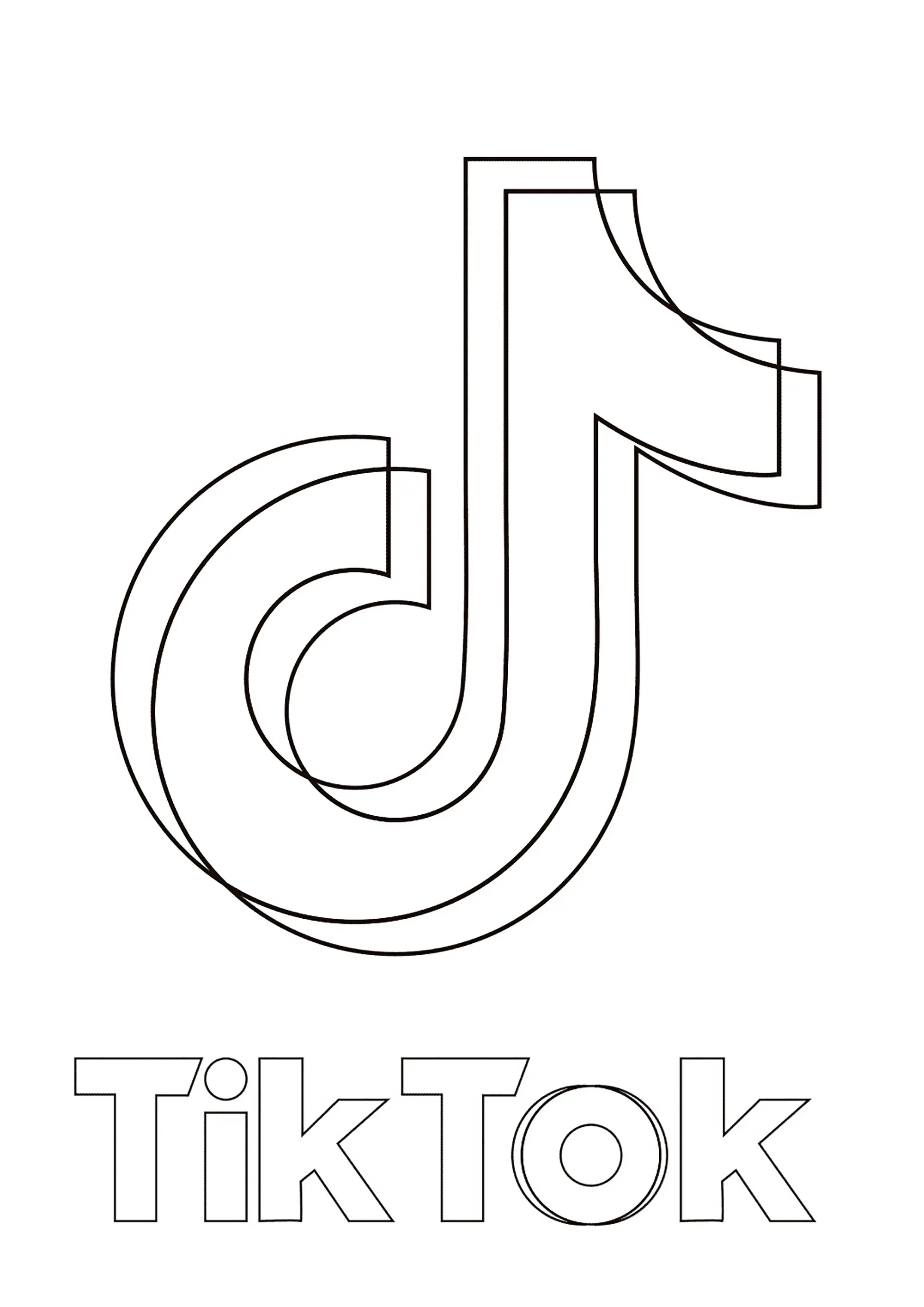 Logo de Tik Tok (Coloriage de Réseaux sociaux à imprimer pour enfants)