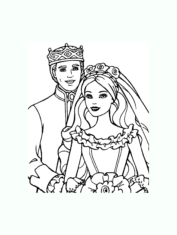 Coloriage de roi et reine (Barbie) pour enfants (Rois et Reines)