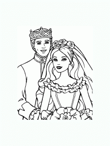 Coloriage de roi et reine (Barbie) pour enfants