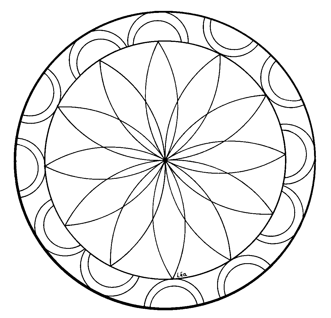 Image de rosace à imprimer et à colorier